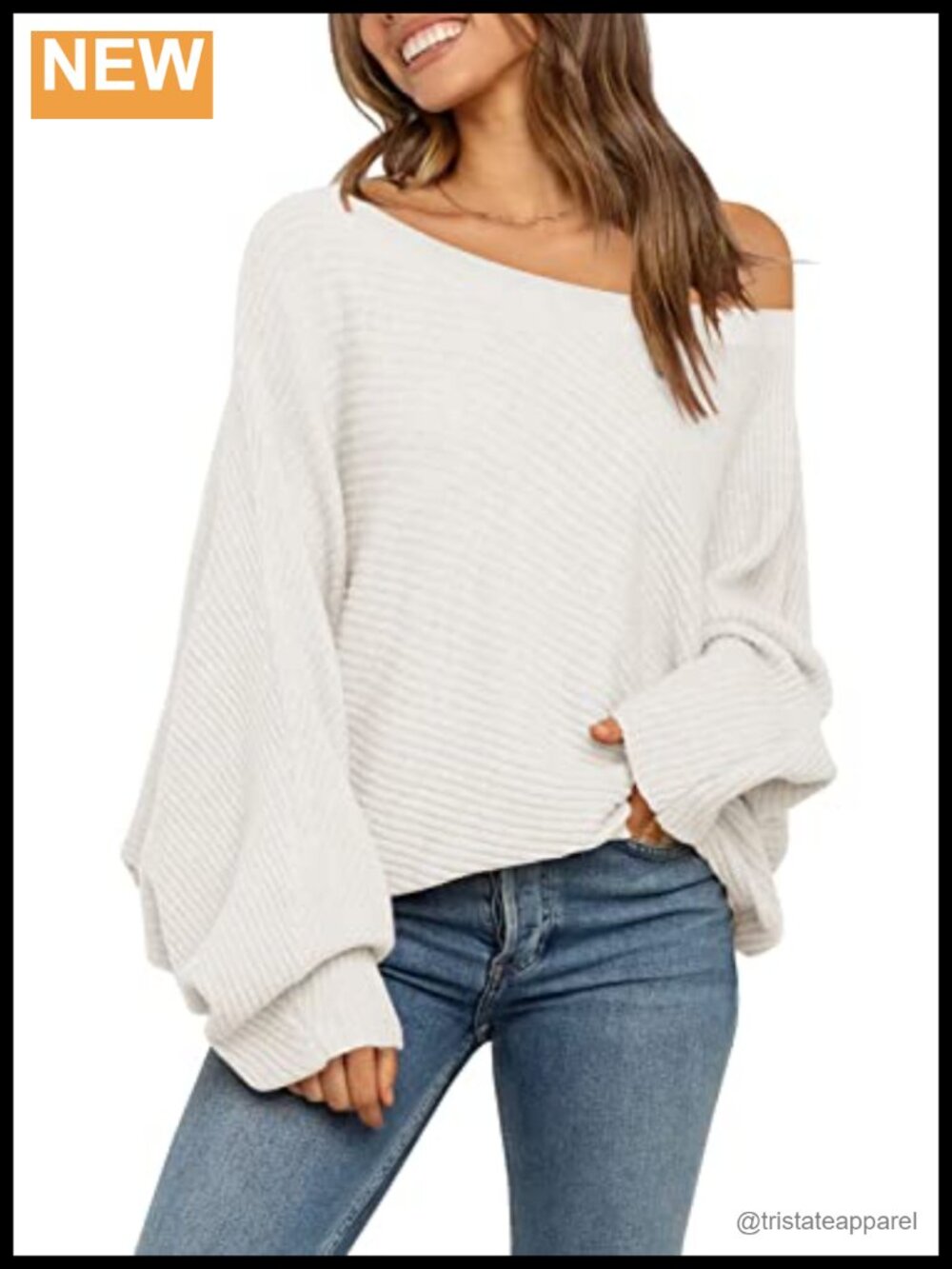 Oversized Off Shoulder Slouchy Fall Winter Pullover Jumper Top